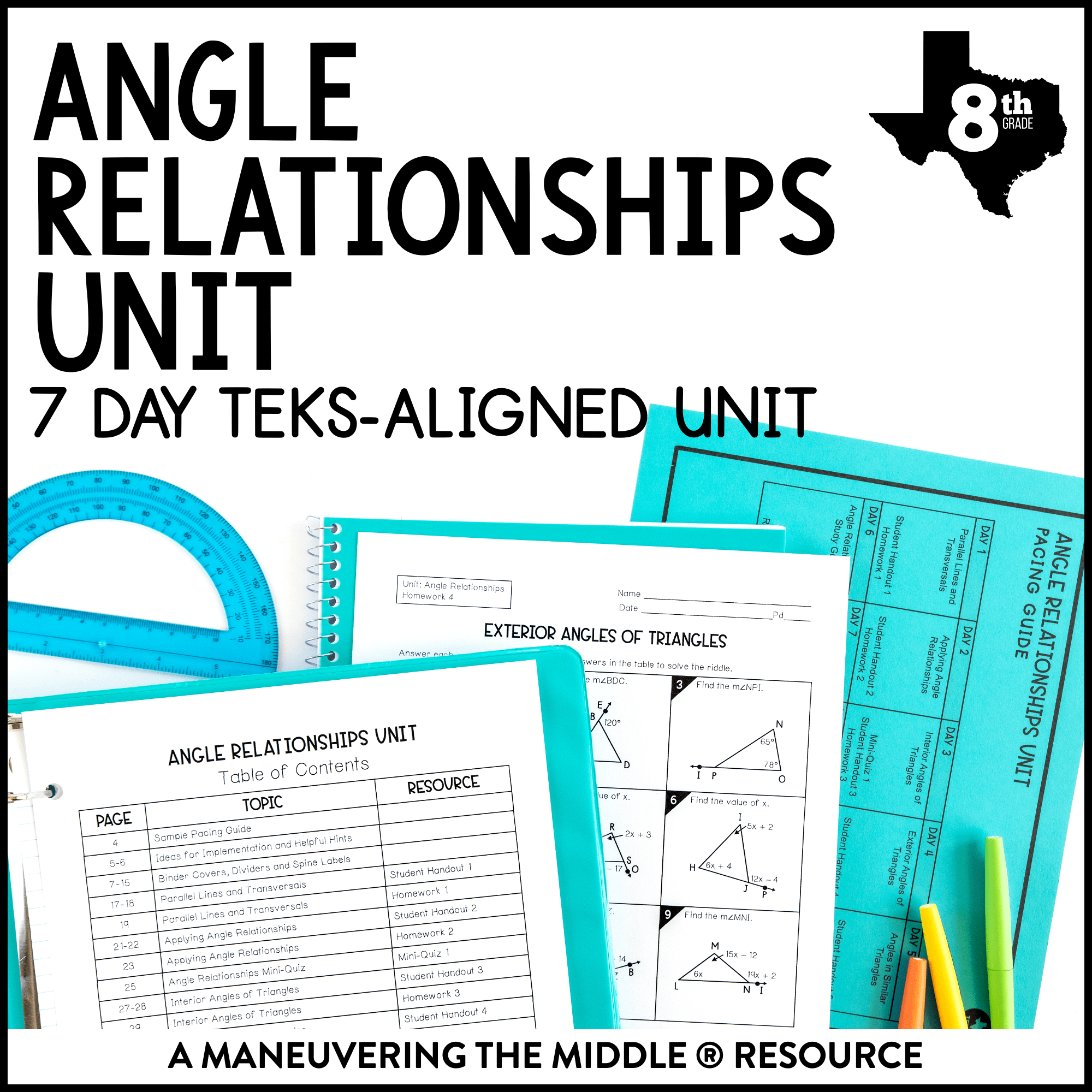 angle relationships unit 8th grade teks maneuvering the middle