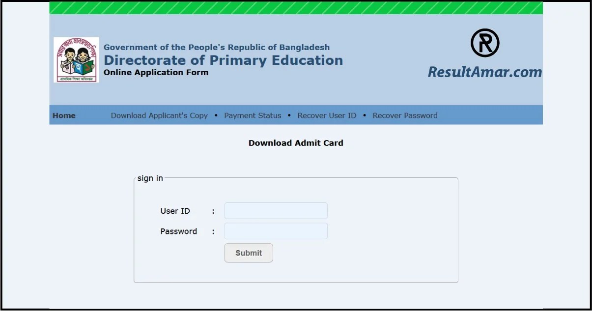DPE Admit Card 2020 Primary Teacher admit card