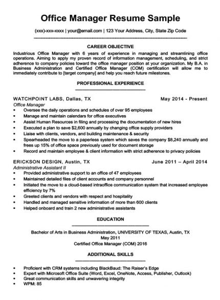 Office manager job description for a resume: Administrative Assistant Resume Example | Write Yours Today