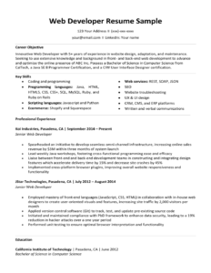 Meskipun tahap interview terkadang menjadi salah satu tolak … Web Developer Resume Sample & Writing Tips | Resume Companion