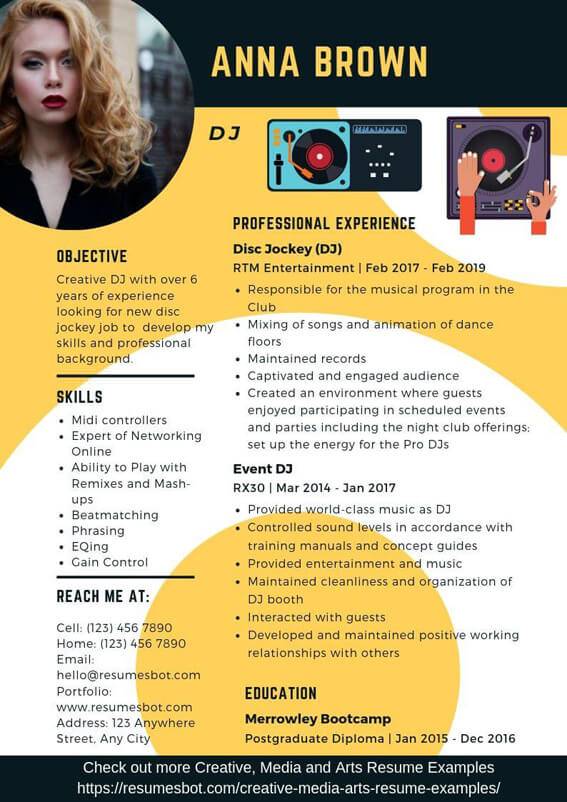Should i put my photo on my . DJ Resume Samples & Templates PDF+DOC 2021 | DJ Resumes Bot