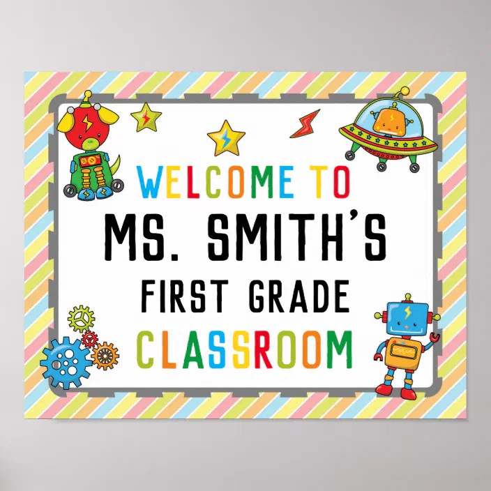 Go to the site's sign in page located at the following url: Classroom Welcome Sign In Robots Theme Zazzle Com