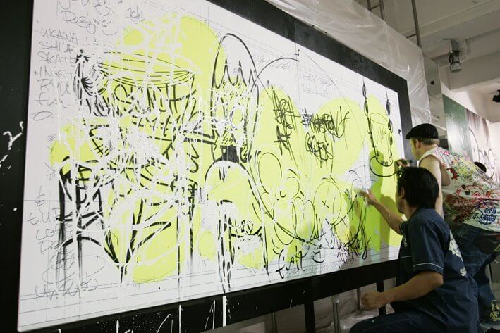 T.U.R.d Tokyo Ugly Rich designers-Logo design and Live painting with FISH as ‘THE KIDIOTS’ at GGPX Tokyo