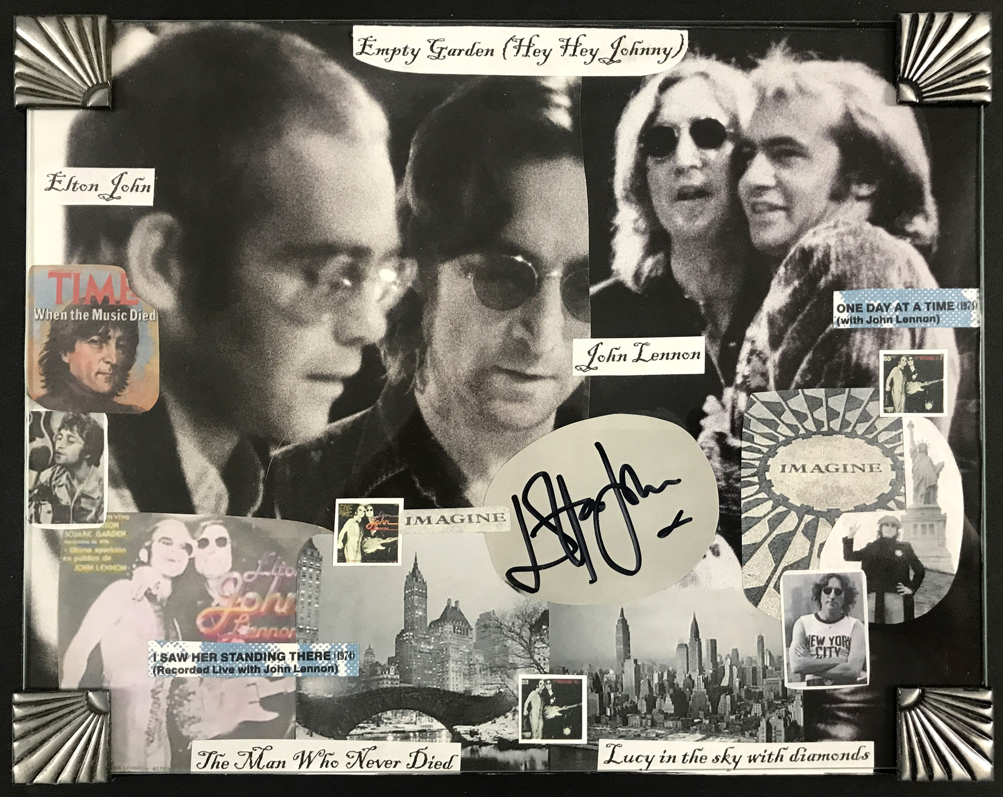 John lennon joins elton john onstage at madison square garden. Lot Detail Elton John Signed Fan Art Collage Of Images Commemorating His Madison Square Garden Concert With John Lennon