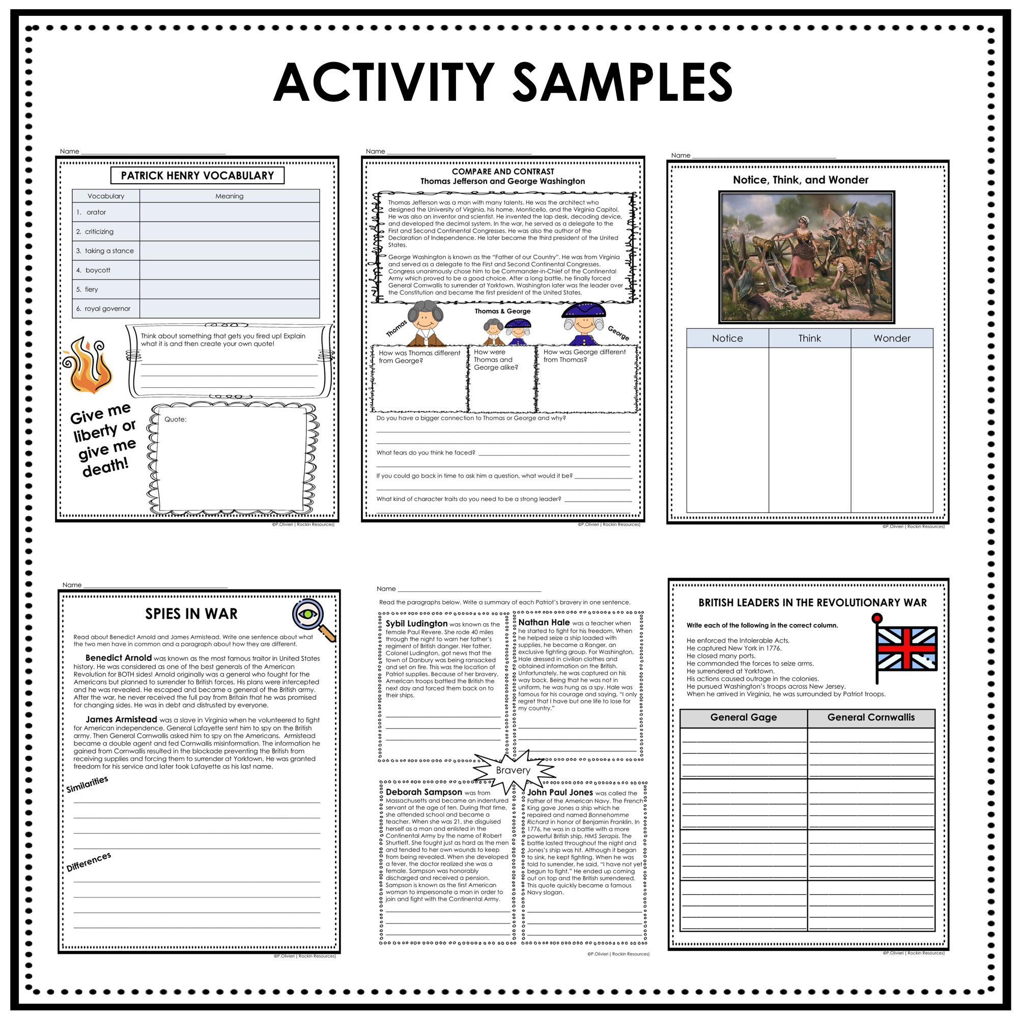 Revolutionary War People Unit | Rockin Resources