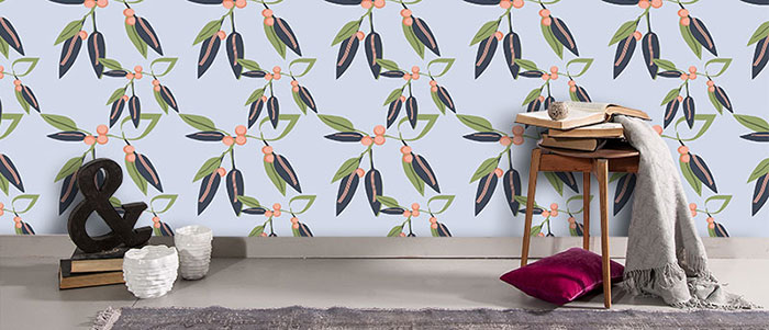 Coral Vine bespoke wallpaper made to measure for your feature wall from forthefloorandmore.com
