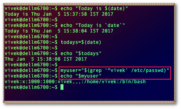 Grep Linux . How to assign a grep command value to a variable in Linux/Unix
