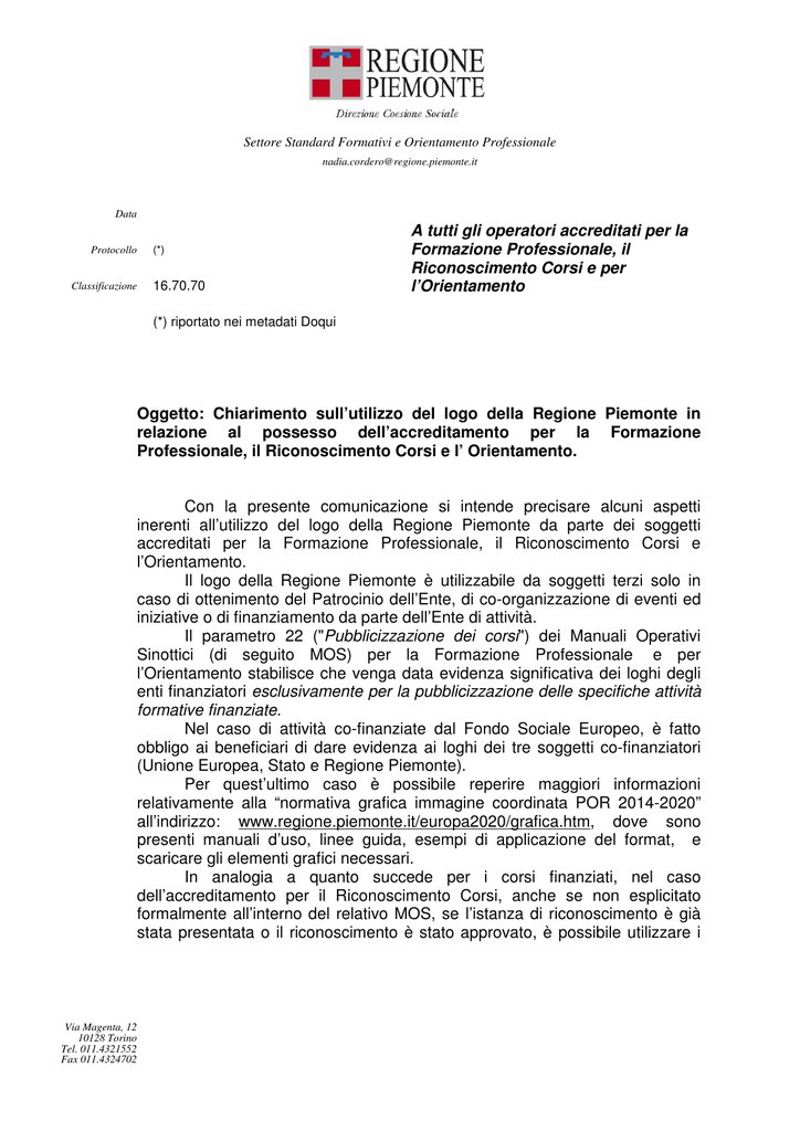 Chiarimento Sull`utilizzo Del Logo Della Regione Piemonte In 1024_x_724_png