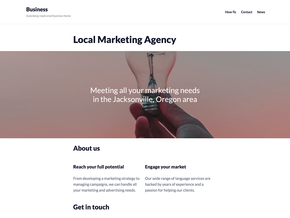 A small-business theme for the WordPress Editor.