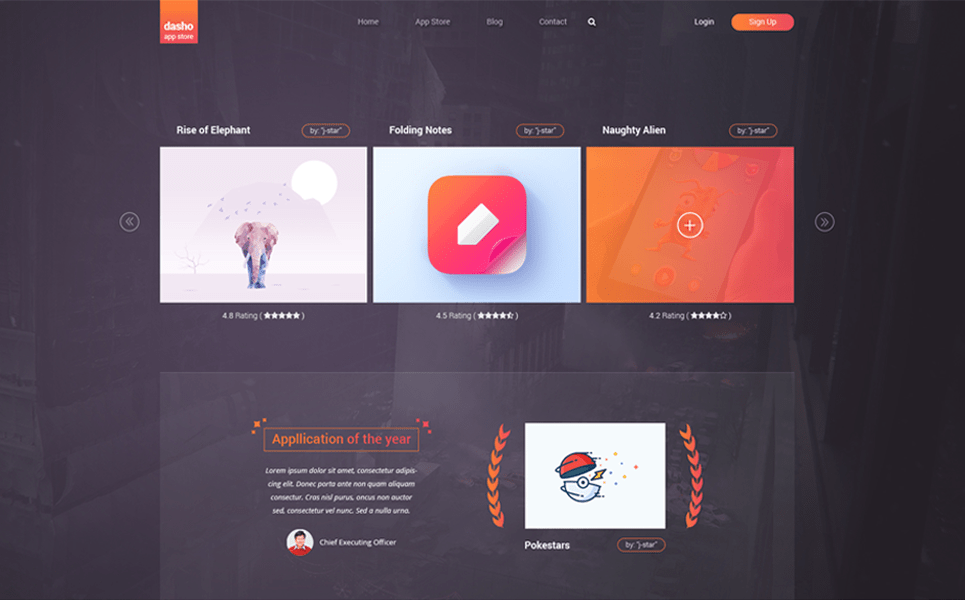 This app mockup for android is an online store app. Dasho App Showcase App Store Psd Template