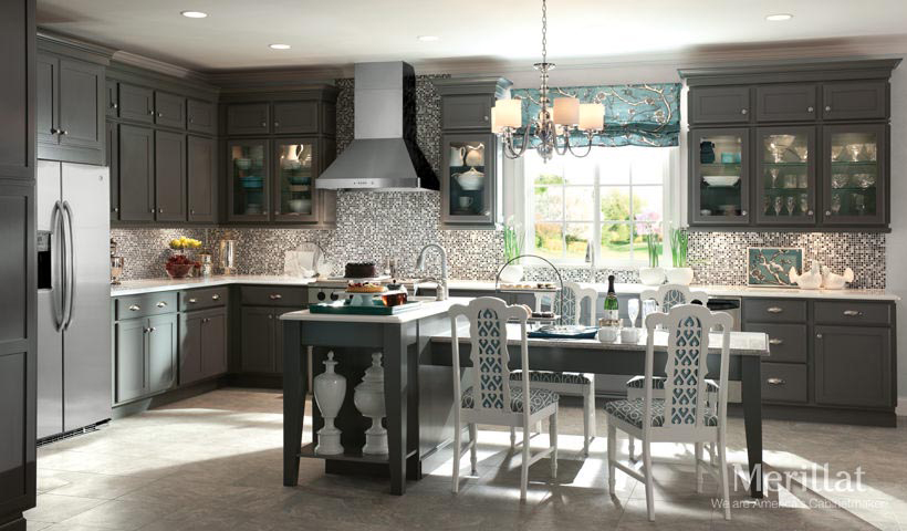 European style hinges are great for attaching kitchen cabinet doors since they remain hidden from view and can be easily adjusted after installation. Merillat MasterpieceÂ® Harmond in Maple Greyloft (Painted)