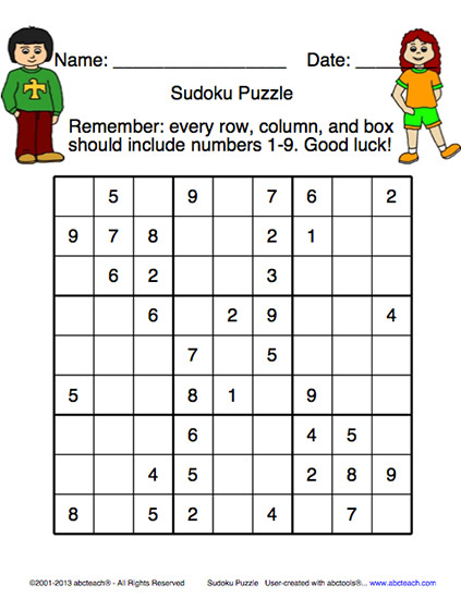 sudoku tool generate custom puzzles for your class using
