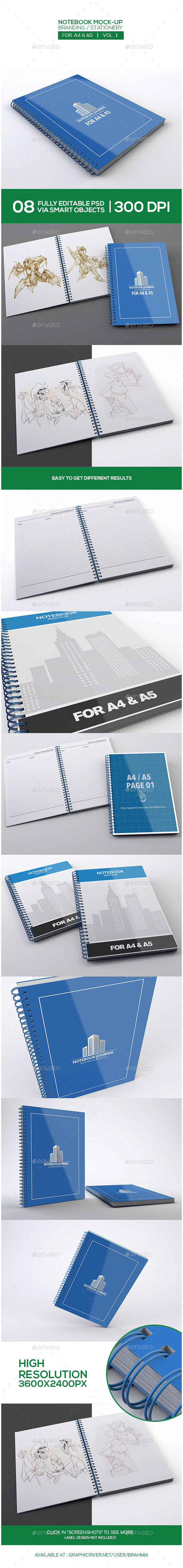 Fully layered a5 notebook mockup that can be used for personal and commercial purposes. Notebook Mock Up For A4 A5 By Brahmia Graphicriver