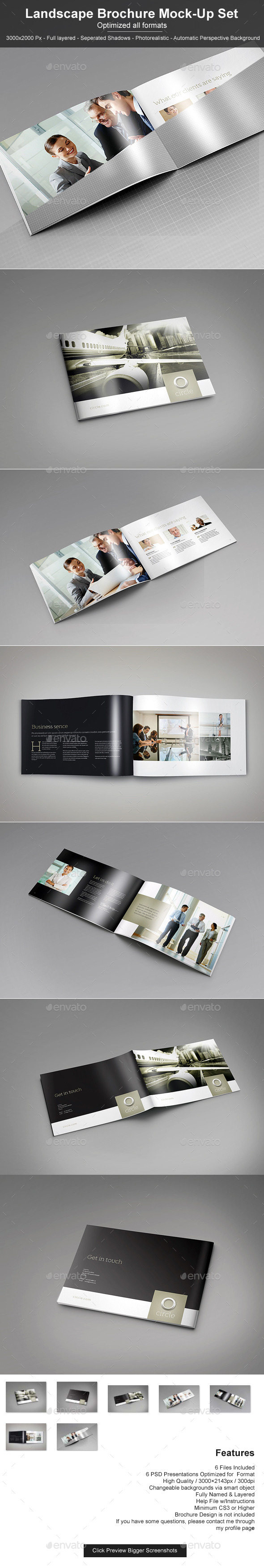 Divide your design into 3 equal panels and either export them as a.jpg or get ready to copy and paste them into a photoshop smart object separately. Landscape Brochure Mock Up Set By 89pixel Graphicriver