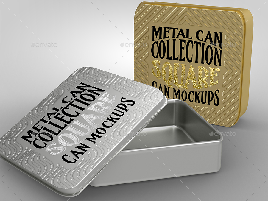 Presenting your new design to a client? Large Square Tin Packaging Mock Up By Ina717 Graphicriver