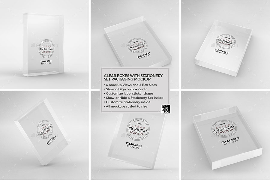 Salad and veggie packaging clear plastic container mockup. Clear Box With Stationery Set Packaging Mockup By Incybautista Graphicriver