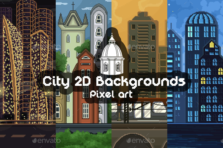 2d Game City Backgrounds Pixel Art By Craftpix Net Graphicriver