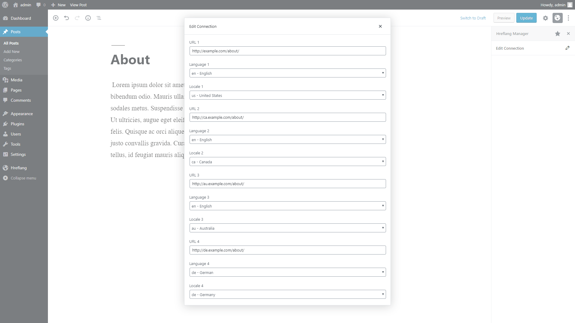 The fastest and easiest way to add hreflang tags in wordpress is by using plugins. Hreflang Manager By Daext Codecanyon