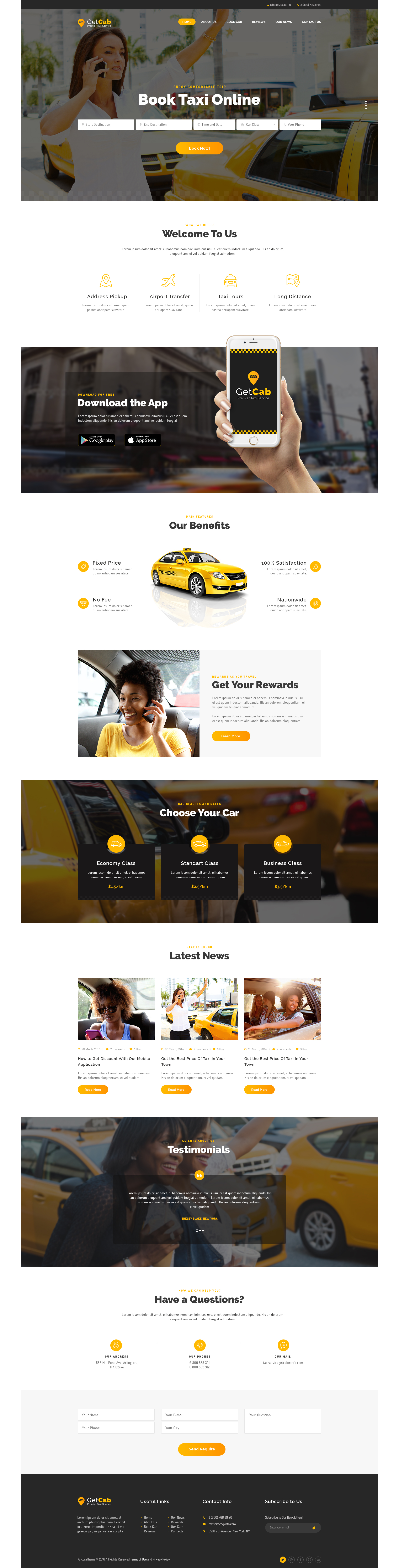 Best car rental wordpress themes · #1. GetCab | Online Taxi Service WordPress Theme by AncoraThemes | ThemeForest