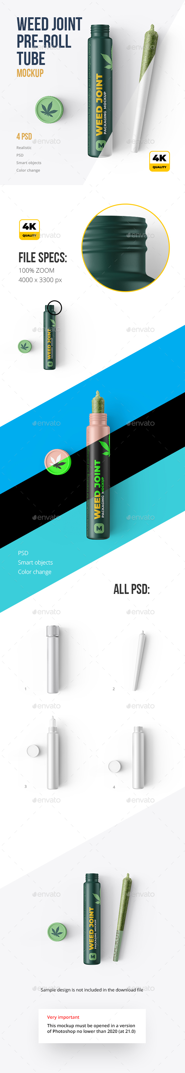 Weed joint plastic tube mockup. Weed Joint Pre Roll Tubes 4 Psd By Mock Up Ru Graphicriver