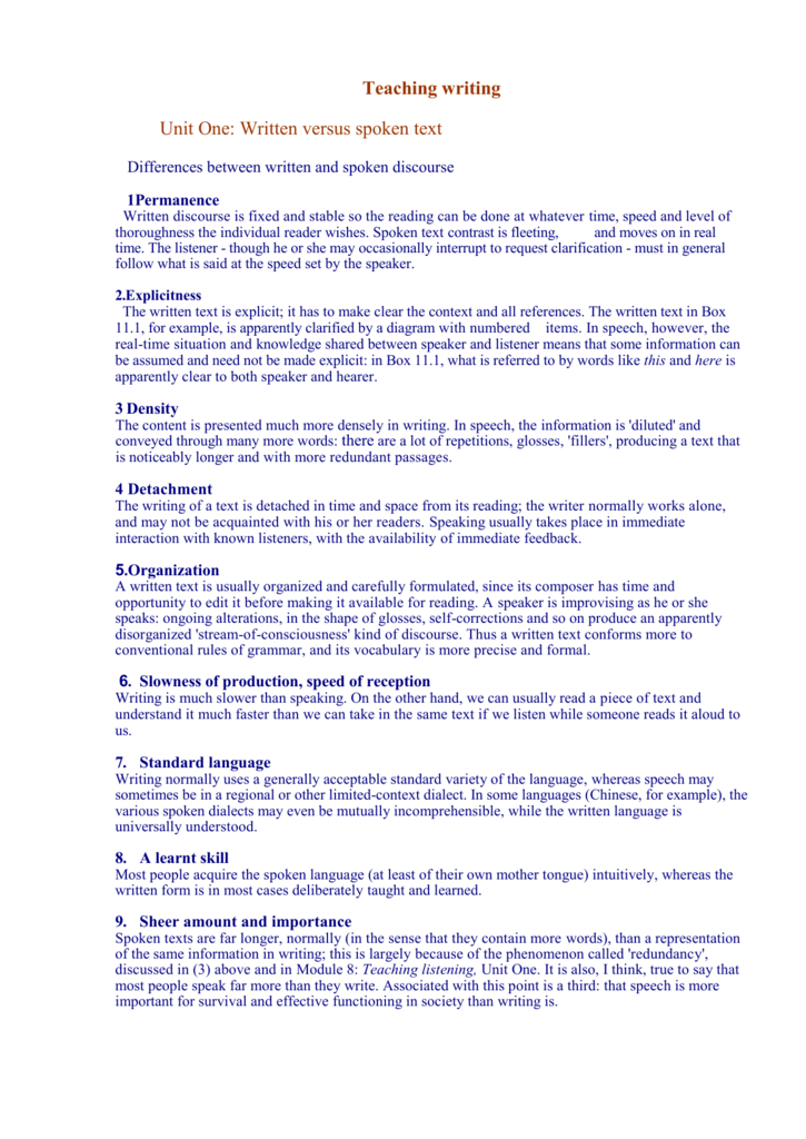 Failing to see these shared elements may result in teaching . Teaching Writing