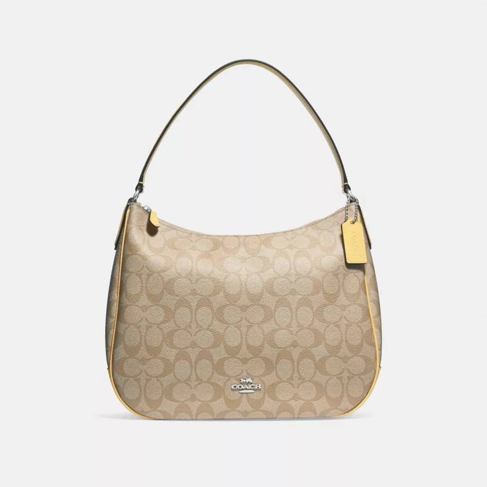 Become a coach insider to receive exclusive access to new styles, . Coach F29209 Zip Shoulder Bag In Signature Canvas Light Khaki Light Yellow Silver Coach Trending Now