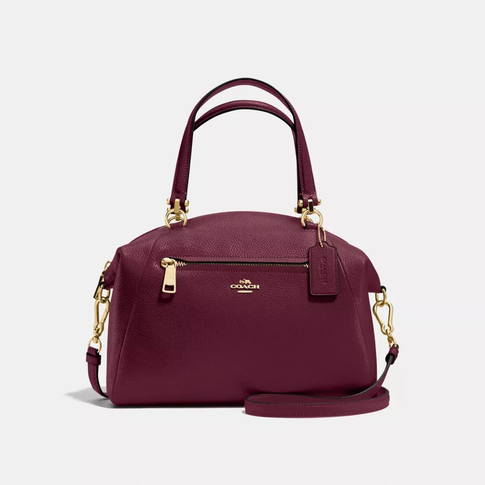 Shop coach coach prairie satchel in signature canvas f79998 (im/khaki/saddle 2) now only s$ 952.00 2021 online at zalora singapore | free delivery above $40 . Coach F34340 Prairie Satchel Burgundy Light Gold Coach Handbags