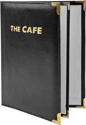 Just open up to the middle of the book and center the clamp along the top of the spine and the bottom of the spine so that the outer spine and the crease are in between the binder clip. 4 View Book Style Padded Faux Leather Menu Cover | RESTAURANTDISCOUNTWAREHOUSE.com