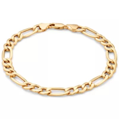 Buy men's 10k yellow gold hollow figaro bracelet, 8.5 (7.5 mm) and other link at amazon.com. Made in Italy Mens 10K Gold 6.7mm 8.5" Hollow Figaro