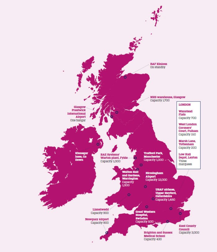 Mortuaries across the UK