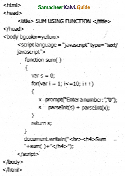 Samacheer Kalvi 11th Computer Applications Guide Chapter 16 Javascript ...