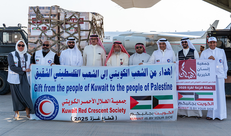 إقلاع الطائرة الخامسة من الجسر الجوي الكويتي الثاني إلى غزة