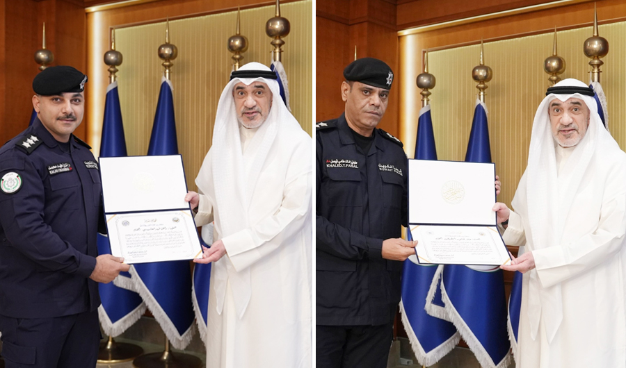 وزير الداخلية يكرّم ضابطين من قطاع شؤون مديريات الأمن