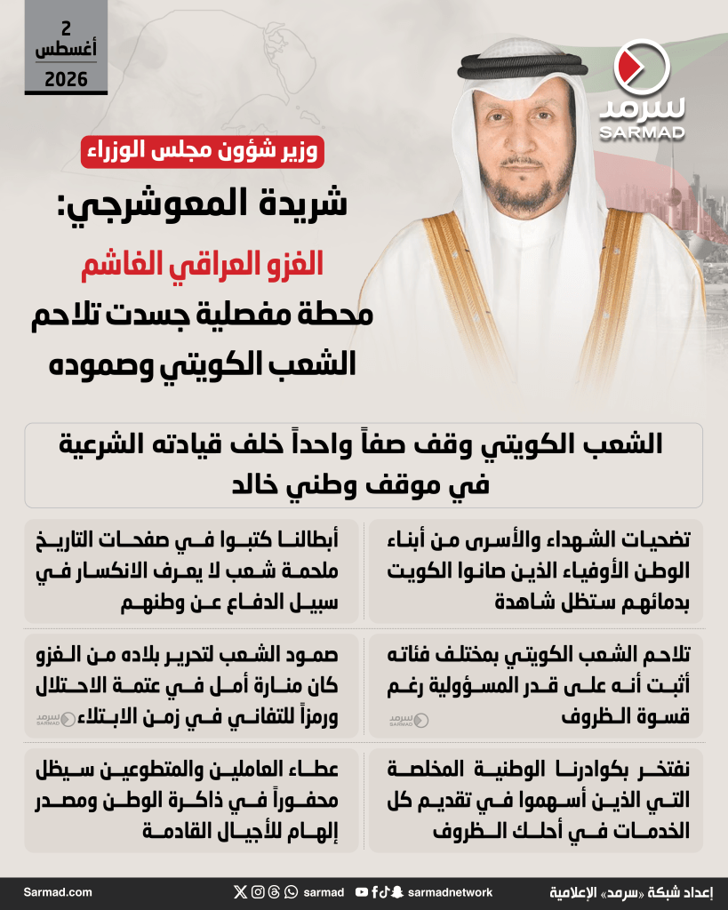 وزير شؤون مجلس الوزراء: الغزو العراقي الغاشم محطة مفصلية جسدت تلاحم الشعب الكويتي وصموده