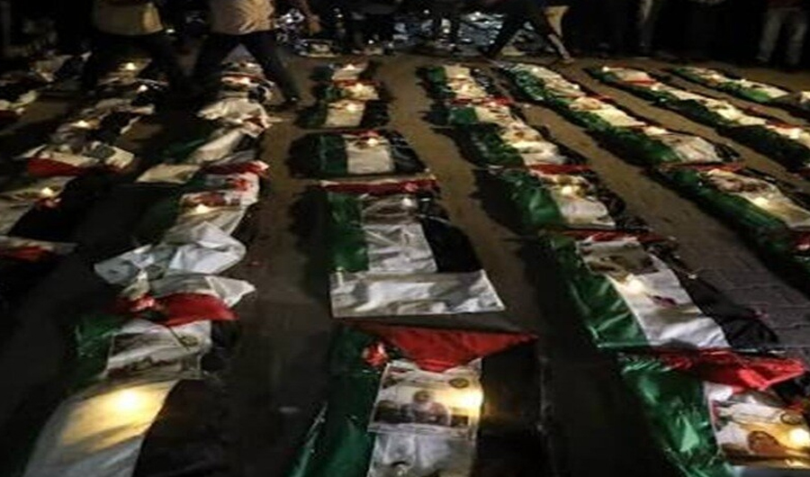 غزة.. إلقاء نظرة الوداع على جثامين 75 شهيداً في حي الدرج بمدينة غزة غزة.. إلقاء نظرة الوداع على جثامين 75 شهيداً في حي الدرج بمدينة غزة