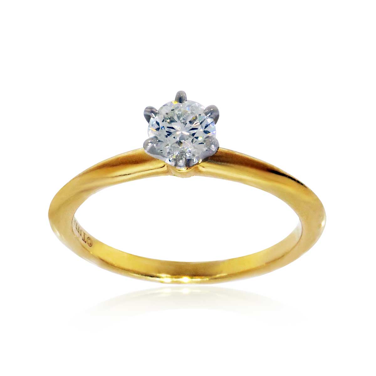 The alloy of this jewel consists of 75% pure gold, also called 18 karat gold. TiffanyÂ® SolitÃ¤rring Gelbgold 750/Platinfassung 0,42 ct IF