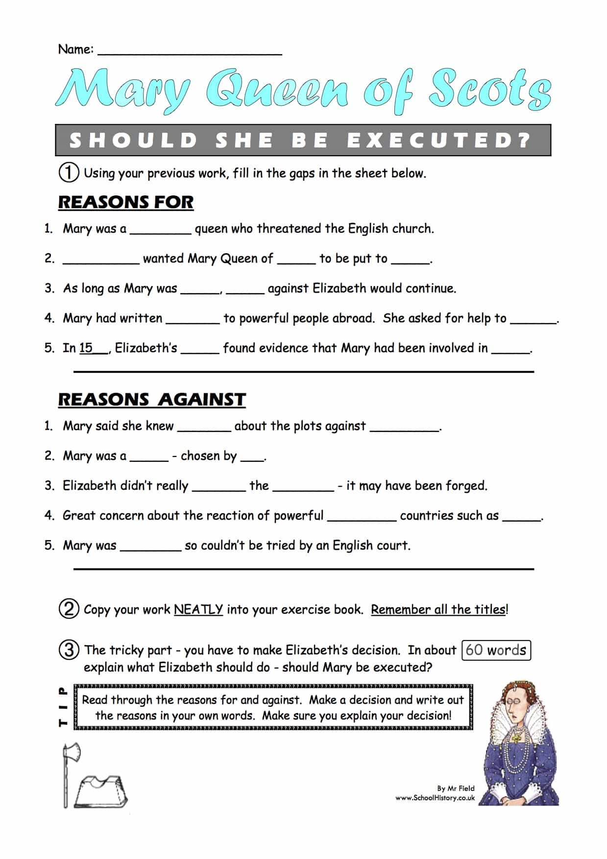should mary queen of scots be executed worksheet free pdf