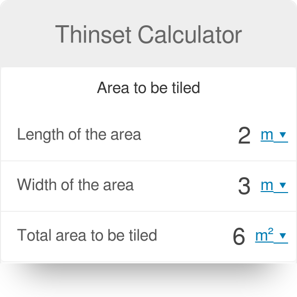 Use this thinset calculator to find how much thinset you need for any. Thinset Calculator