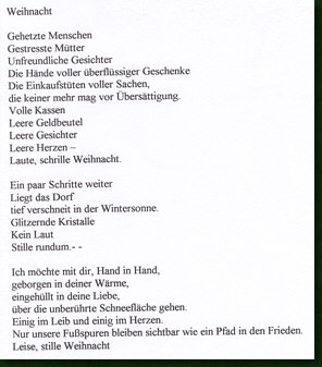 Weihnachten · weihnachtsgedicht · advent · adventsgedicht . Kalenderblatt
