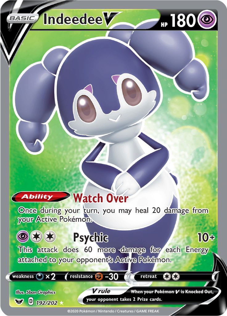 Bede 199/202 pokémon card for sale at low price on our price comparator. Serebii.net PokÃ©mon Card Database - Sword Shield - #192 Indeedee V