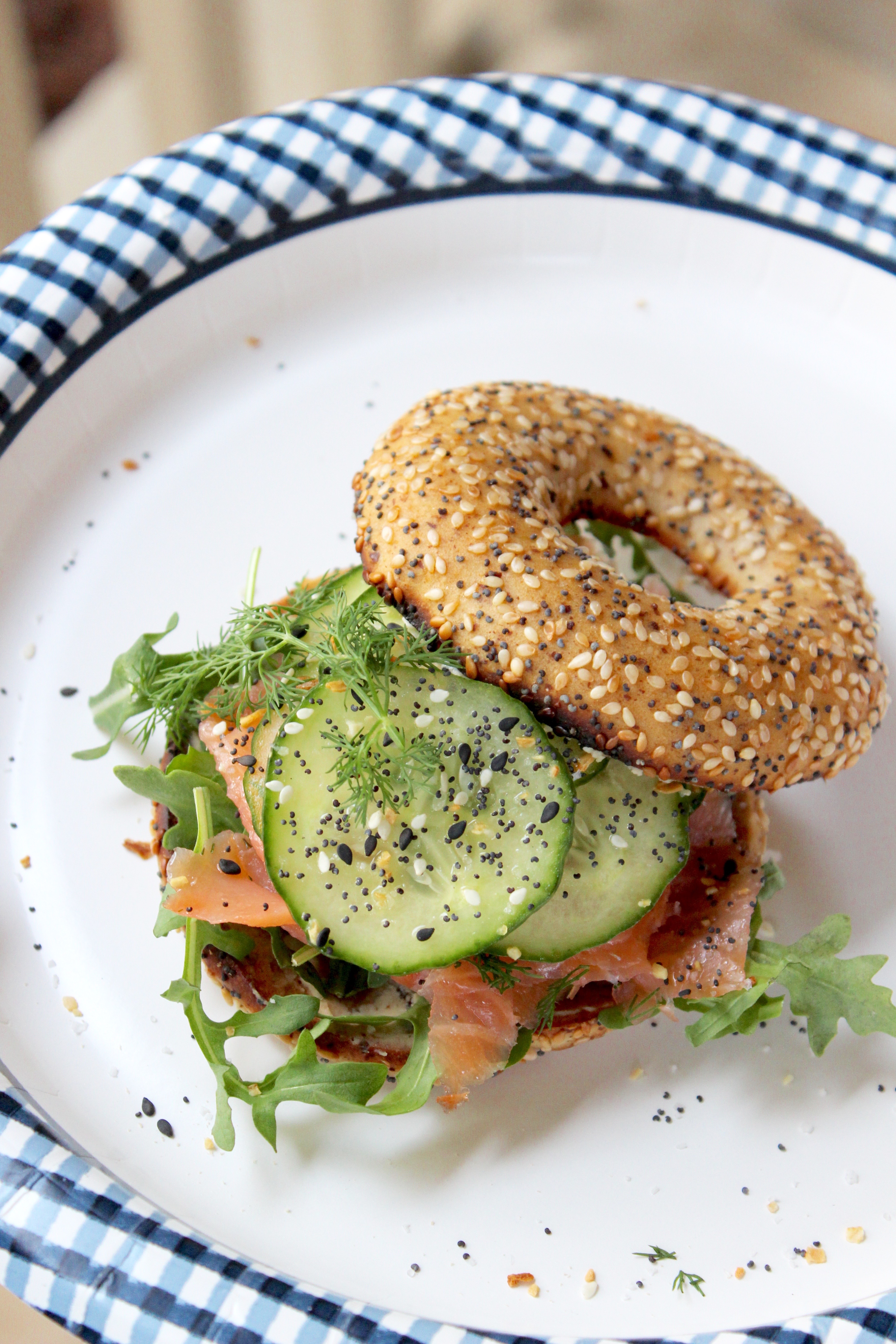 healthy semi homemade meals; gluten free dairy free smoked salmon bagel