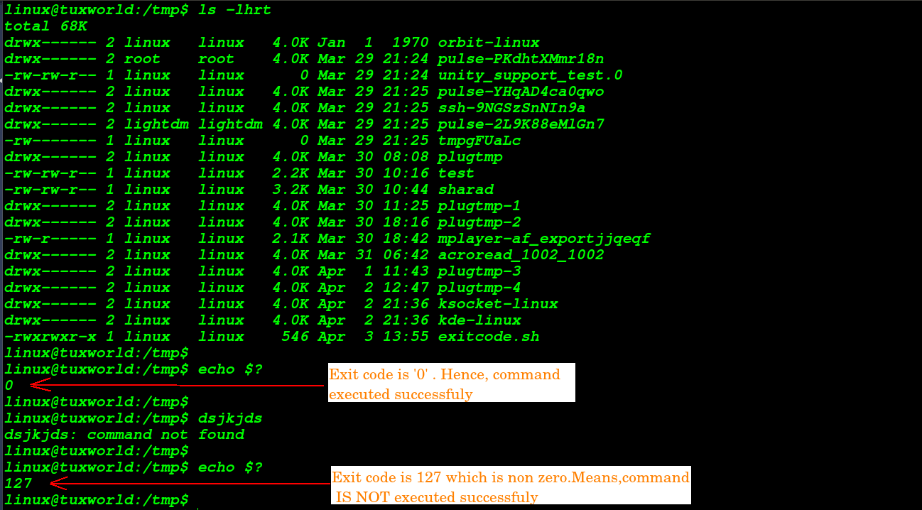 Find Exit Status Code Of Last Executed Command On Linux And Unix