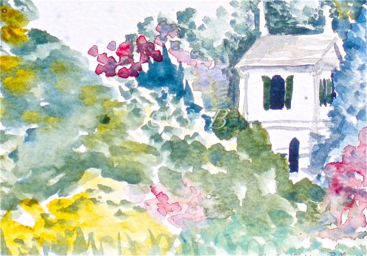 OLYMPUS DIGITAL CAMERA Glen Magna Tea House, watercolor, 4" x 6" (Glen Magna Estate, Danvers, MA)