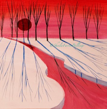 SnowyShadows Winter Shadows, acrylic, 8" x 8"