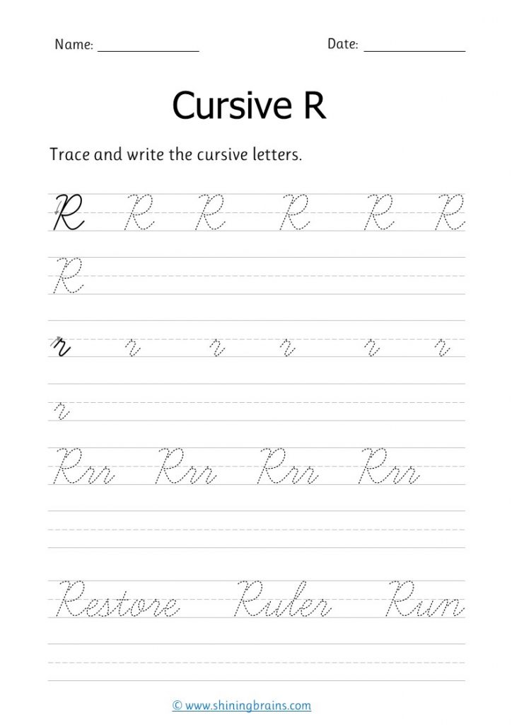 Cursive Writing R Letter R Lowercase Cursive Writing Worksheets For