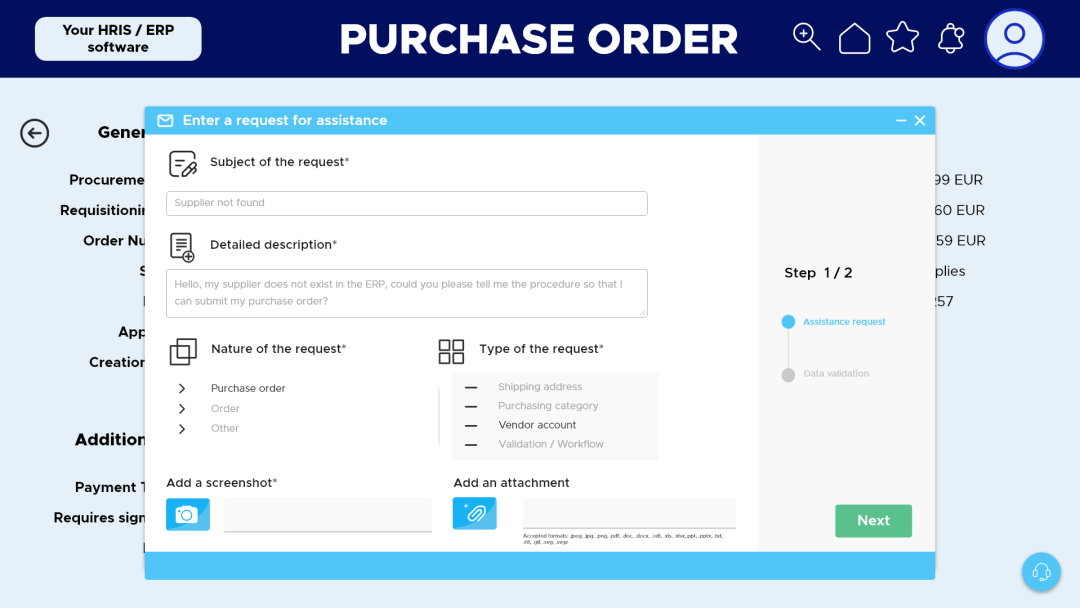 Smart Ticketing for a purchase order request