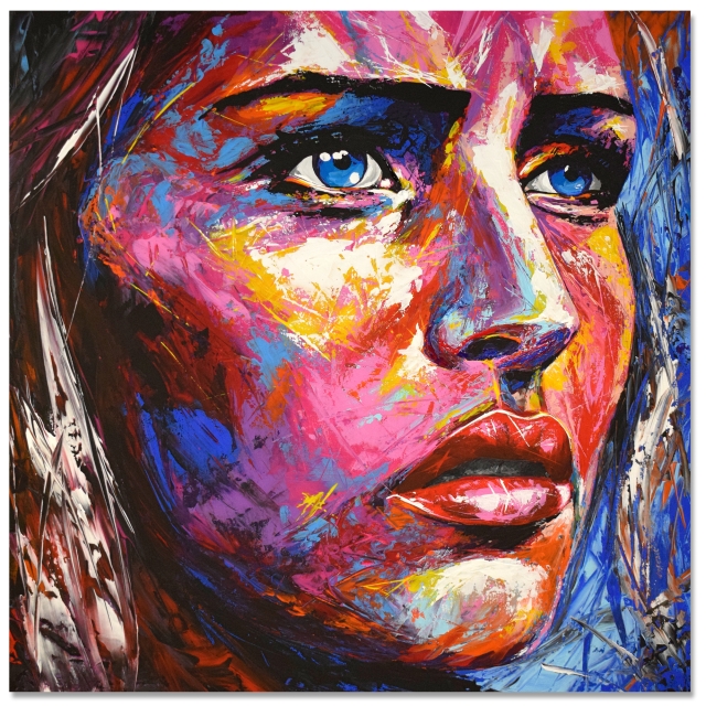 Kunstwerk Original Gemalde Leinwand Acryl Modern Gesicht Abstrakt Bild 882 Hand Portrait Von Eugen Dick