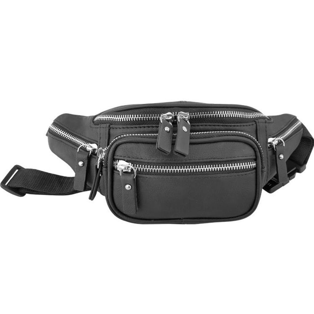 silver leather fanny pack