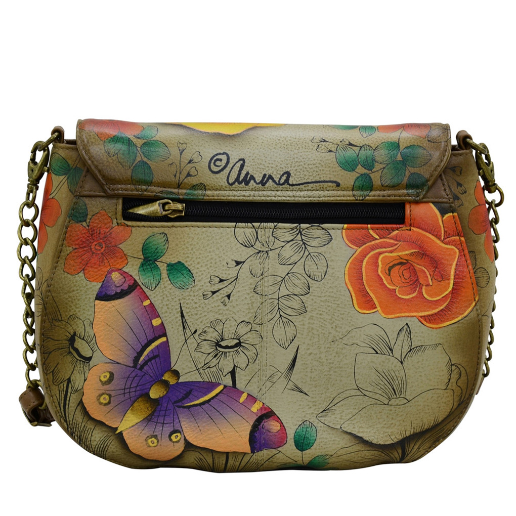 Anuschka Hand Painted Leather Cross Body Bag | Medium Flap-Over Purse With Unique Artwork