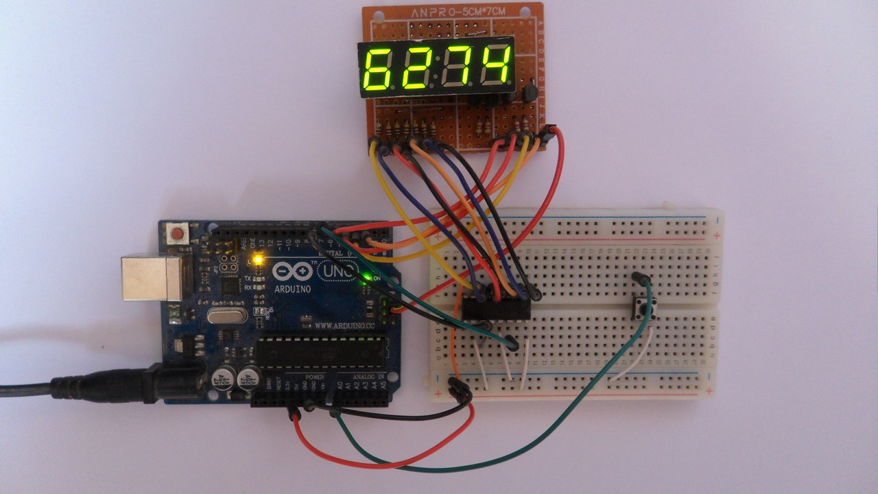 //melakukan proses pengurangan pada seven segment . 7-Segment display with 74HC595 shift register | Arduino
